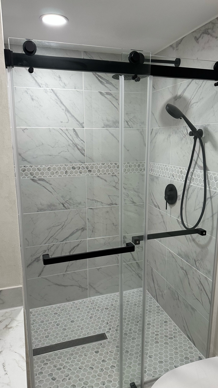 We’ve been working on this small bathroom renovation for forever (definitely not consistently otherwise it would have been done long ago), but I love the way the shower turned out! We recently installed this frameless sliding glass shower door with bold black hardware from @wayfair for a perfect mix of modern design and function. I love how it keeps the space feeling open and airy! Everything from the glass door, to the shower tile, and accessories was within budget and affordable. 

#bathroomremodel #bathroomrenovation #showerdoor #bathroomdesignideas #bathroominspiration #smallbathroom #wayfaircreator #ad

#LTKSaleAlert #LTKHome