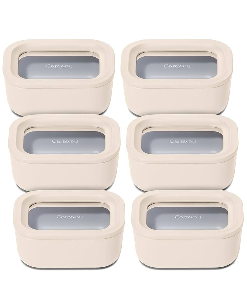 Caraway 6pc Glass Food Storage Set - 2.6 Cup Glass Storage Containers For Food (6) - Non-Toxic Ce... | Amazon (US)