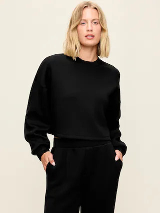 Bounce Fleece Crew-Neck Cropped Sweatshirt | Old Navy (US)