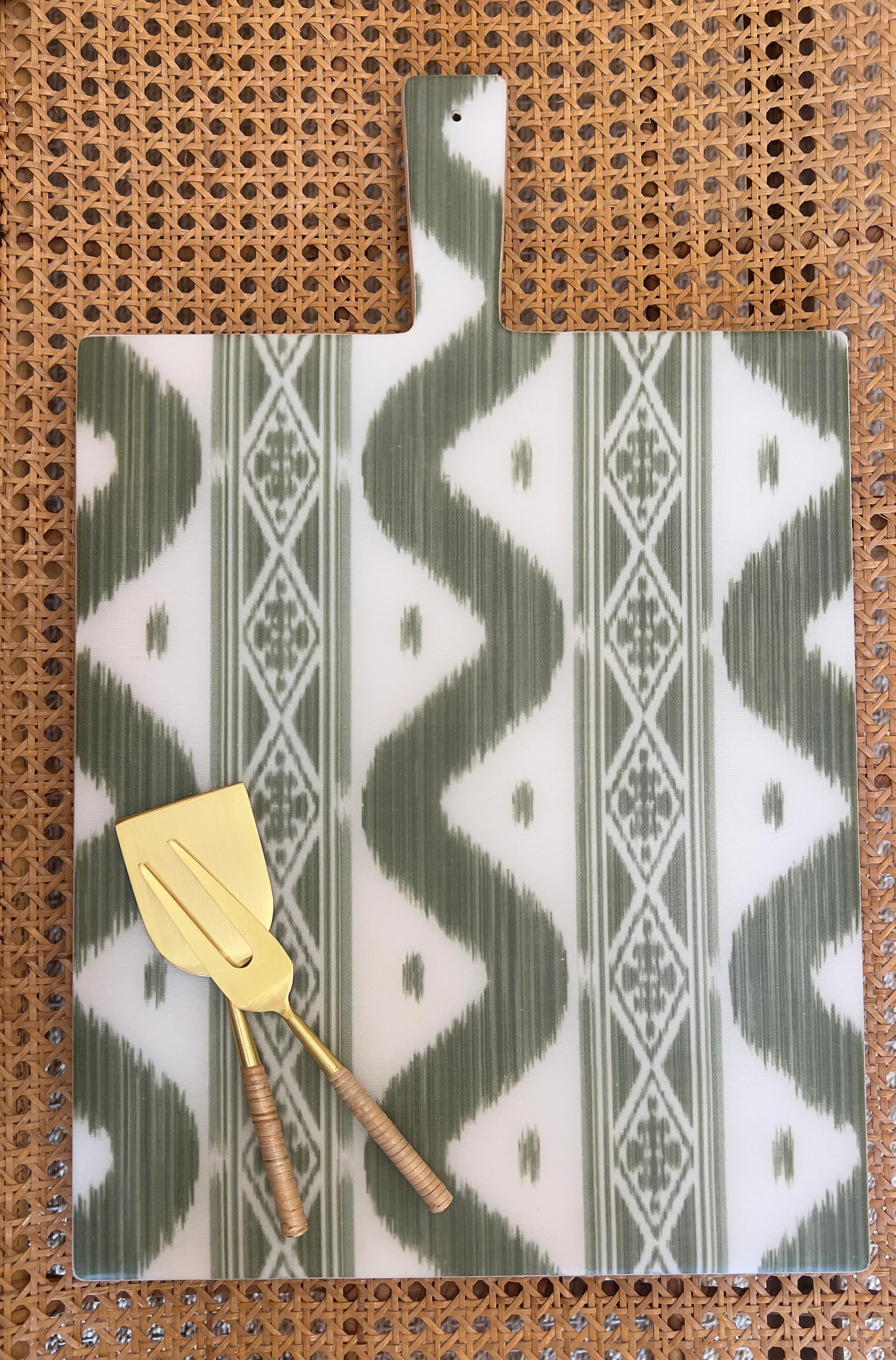 Custom H+H Charcuterie Board in Green Ikat, 12x18 | Hunt and Hostess (US)