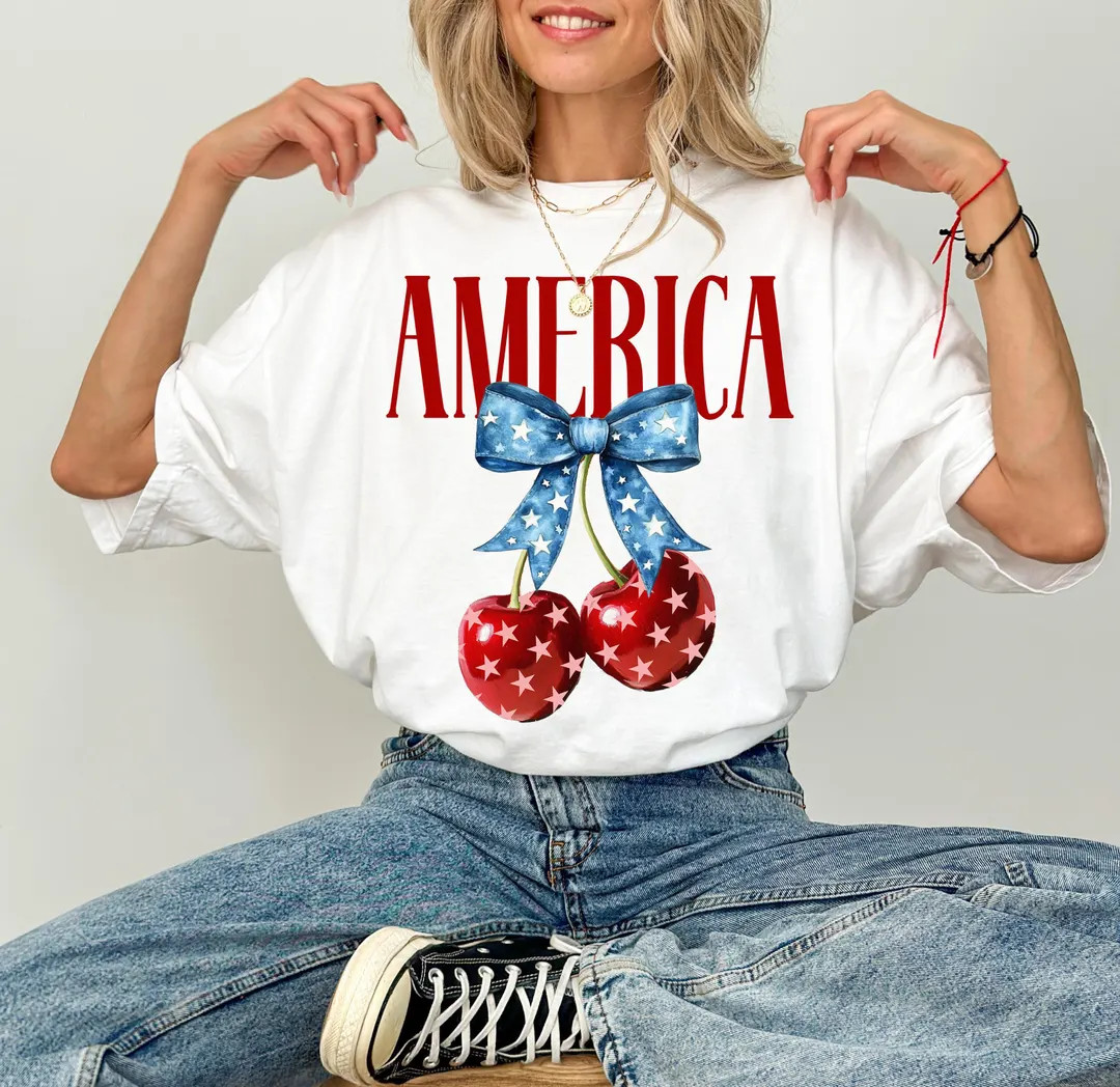 Comfort Colors® 4th of July Shirt Women, Memorial Day T-shirt, Red White Blue Shirts for Women -... | Etsy (Global)