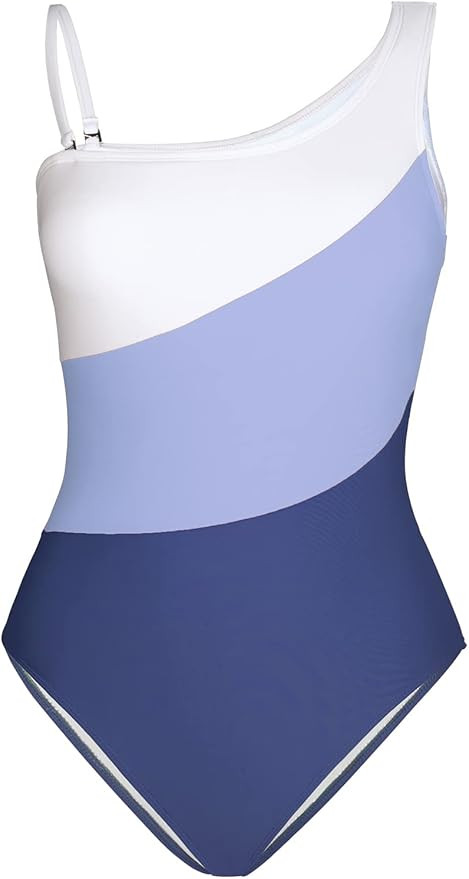 CUPSHE Women Color Contrast One Piece Swimsuit One Shoulder Cut Out Back Tummy Control Bathing Su... | Amazon (US)