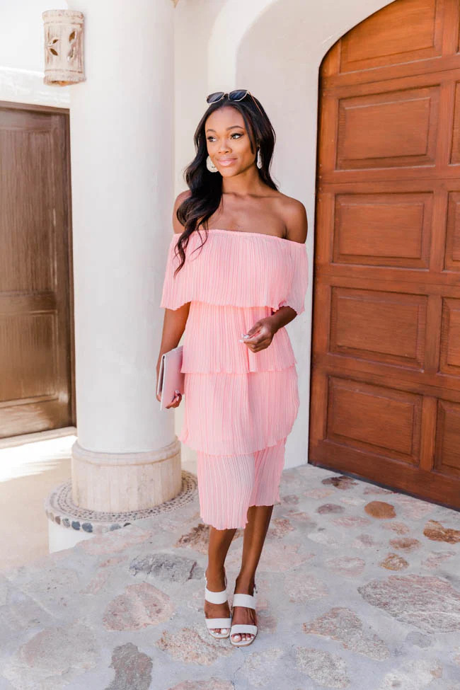 Pleat And Thank You Midi Blush | The Pink Lily Boutique