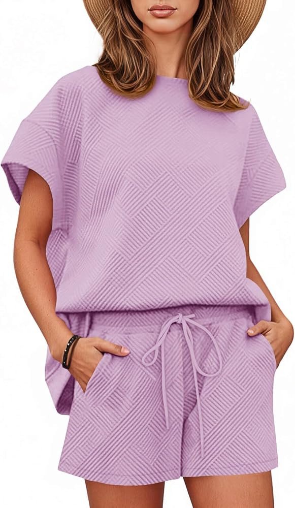 Tankaneo Womens 2 Piece Short Sets Outfits Summer Matching Lounge Set Casual Short Sleeve Tops an... | Amazon (US)