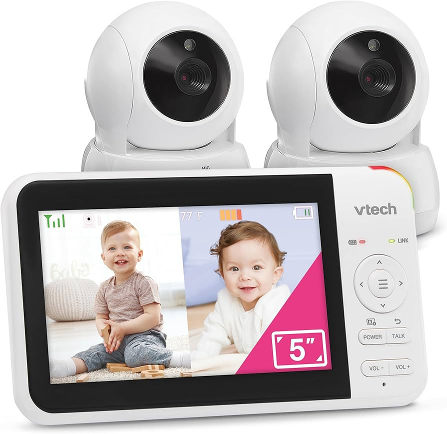 VTech VM924-2 Remote Pan-Tilt-Zoom Baby Monitor with 2 Cameras & Audio,5" LCD Screen,Up to 17Hrs ... | Amazon (US)