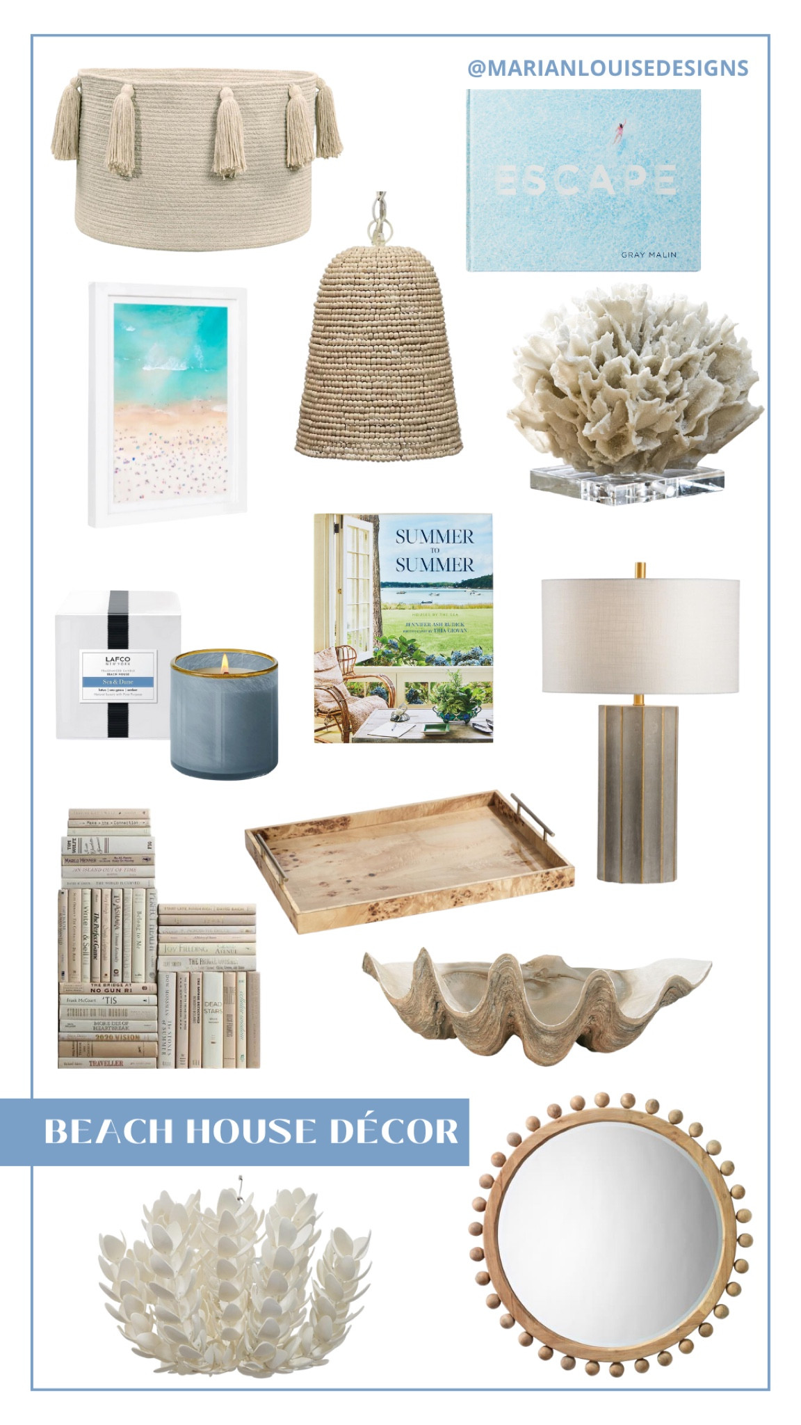 Beach House Décor. Coastal Home Décor. Serena & Lily. Kathy Kuo Home. Beach Book Décor. Table Vignette. ☀️

#LTKSeasonal #LTKtravel #LTKhome