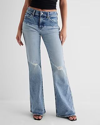 Mid Rise Medium Wash '70s Flare Jeans | Express