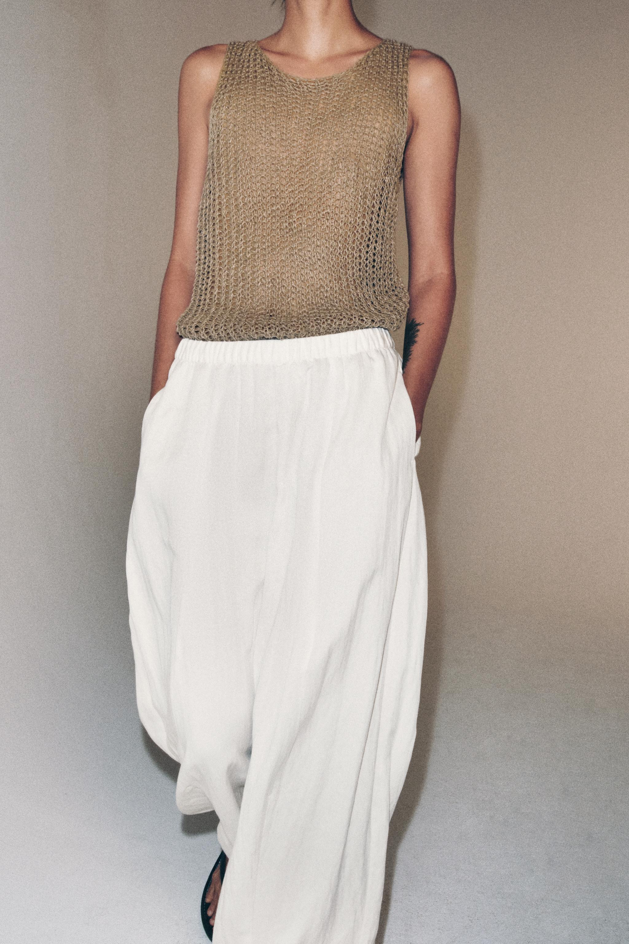 100% LINEN CUTWORK TOP | Zara UK