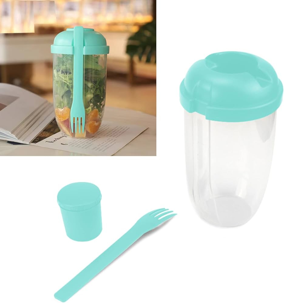 Salad Dressing Container to Go - 2022 Keep Fit Salad Meal Shaker Cup with Fork and Salad Dressing... | Amazon (US)