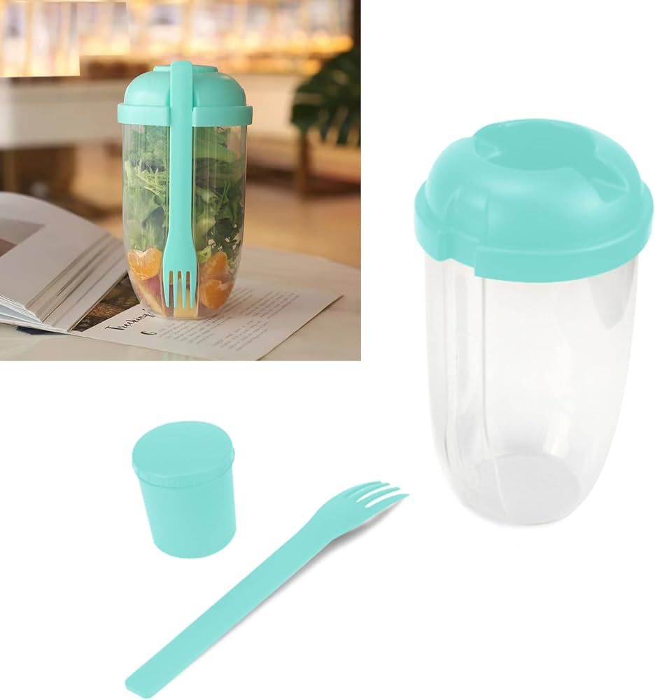 Salad Dressing Container to Go - 2022 Keep Fit Salad Meal Shaker Cup with Fork and Salad Dressing... | Amazon (US)