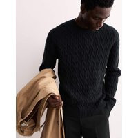 JAEGER Pure Cashmere Cable Crew Neck Jumper Navy | Marks & Spencer (UK)