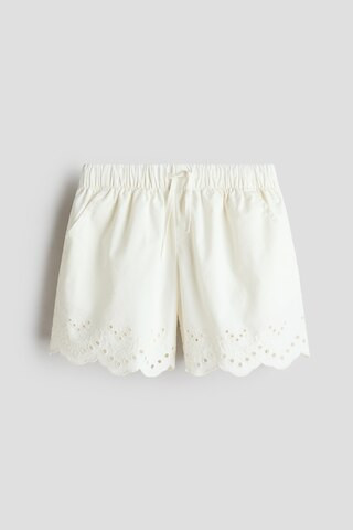 H & M - Shorts with Eyelet Embroidery - White | H&M (US + CA)