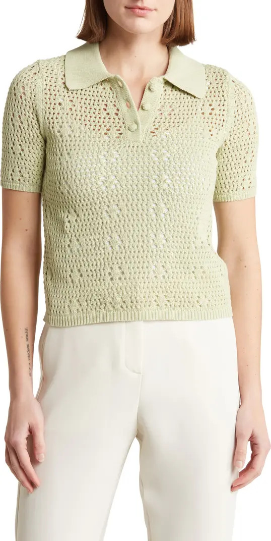 T Tahari Crochet Polo Sweater | Nordstromrack | Nordstrom Rack
