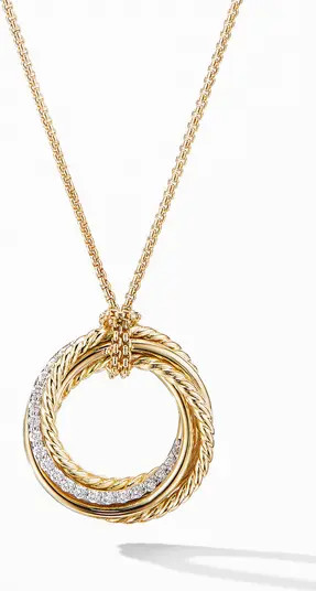 Crossover Pendant Necklace in 18K Yellow Gold with Diamonds | Nordstrom