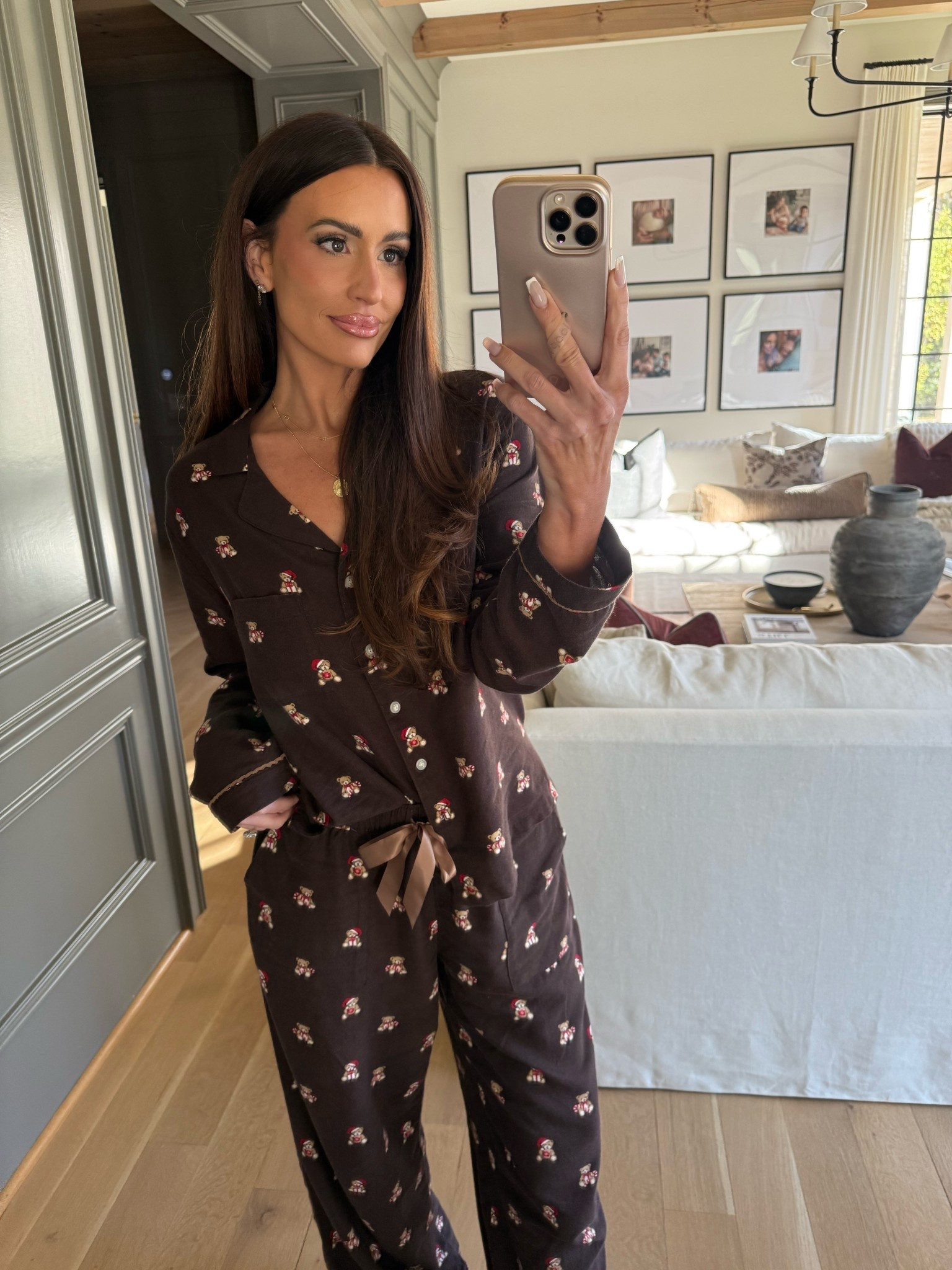 Holiday pjs, teddy bear pjs, chocolate pjs 

#LTKHome #LTKHoliday #LTKSaleAlert