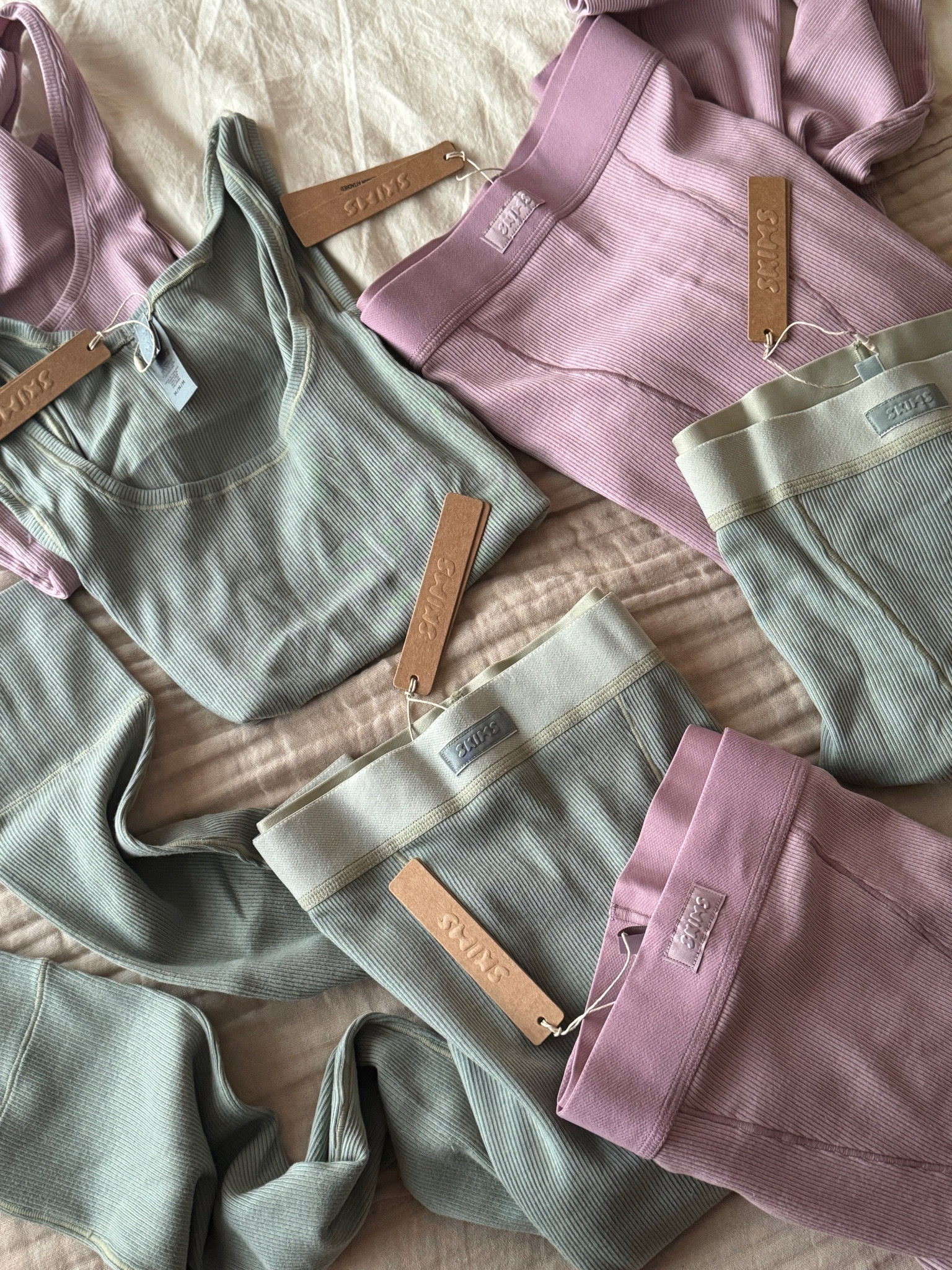 new dskims for the season 🍂✨ the purple color is called “dusk” and the green is “mineral” I wear skims as thermals under my clothes to stay warm during the colder months #skims