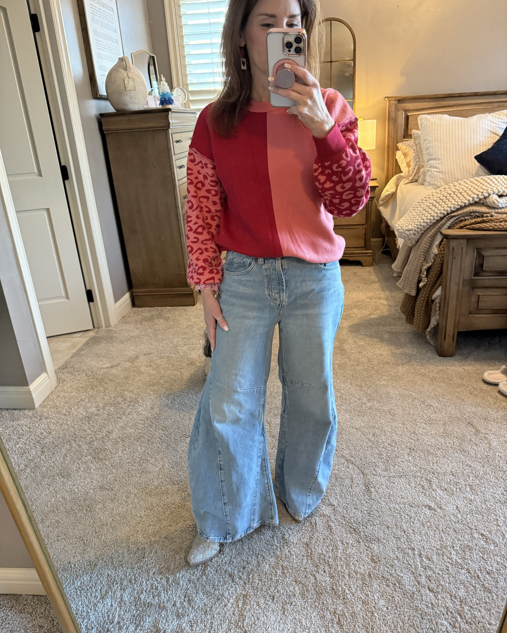 Fun look for Valentines 💌 
Barrel jeans come in short, regular and long!! Great for petites! 
Crazy Busy Mama 

#LTKFindsUnder50 #LTKOver40 #LTKStyleTip