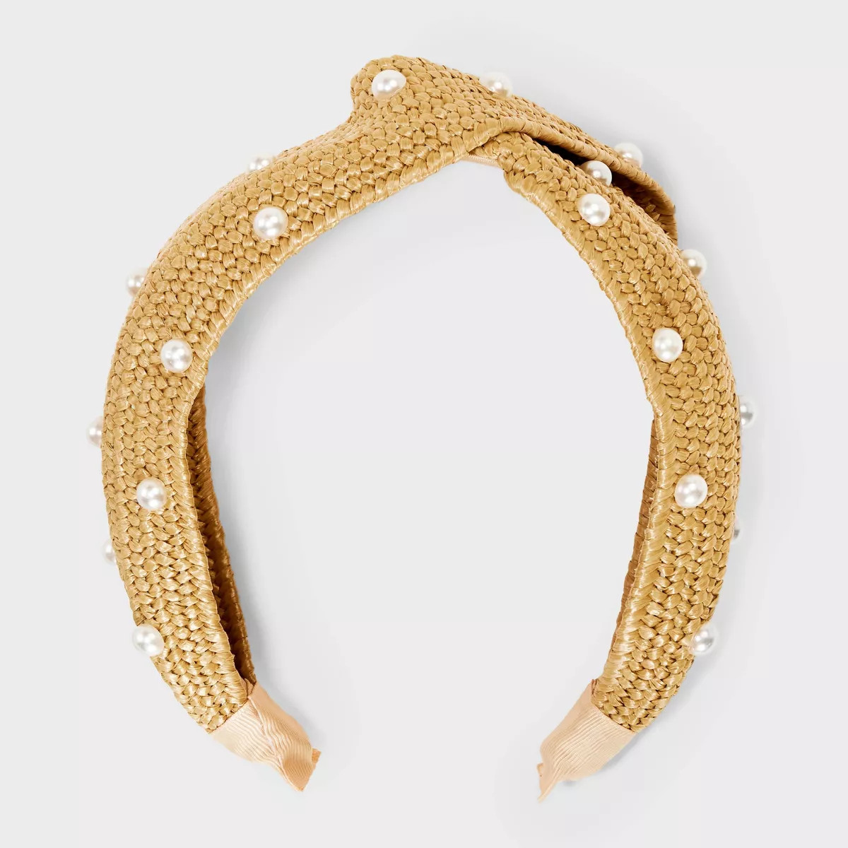 Raffia Top Knot Headband with Pearls - A New Day™ Tan | Target