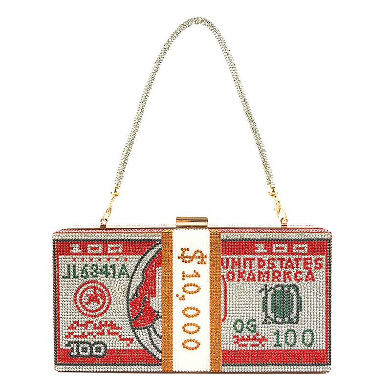 Stack of Cash $100 Dollars Money Bag Crystals Bag for Women Crystal Clutch Evening Bags Dinner Pu... | Walmart (US)