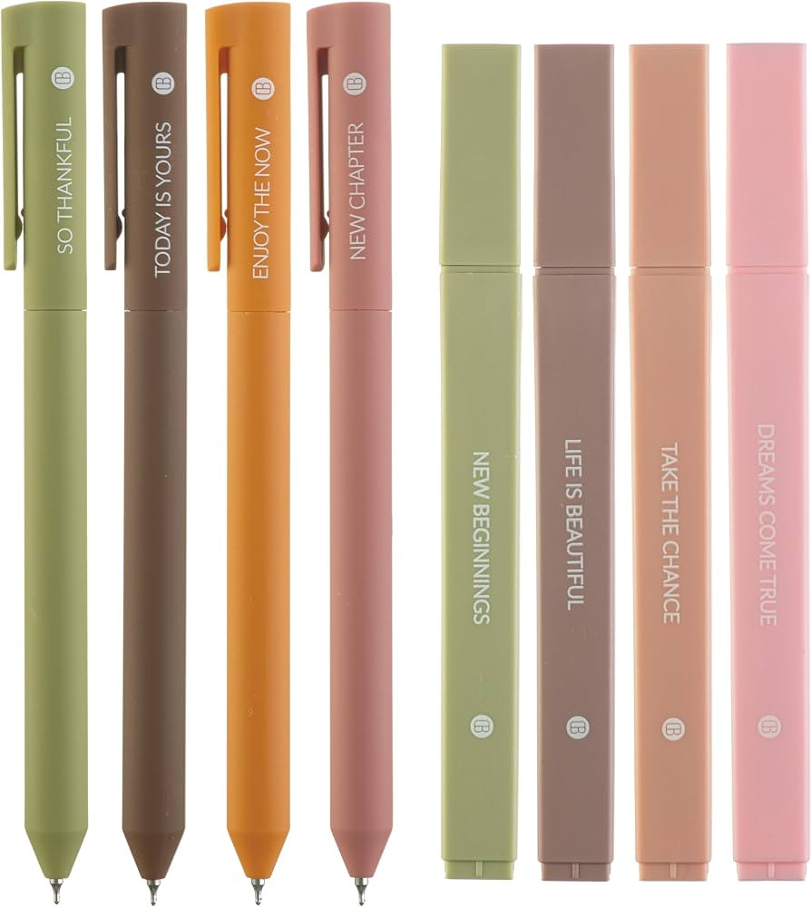 DIVERSEBEE Aesthetic Highlighters and Gel Pens, Earthy Bible Highlighters No Bleed, 8 Pack Assort... | Amazon (US)