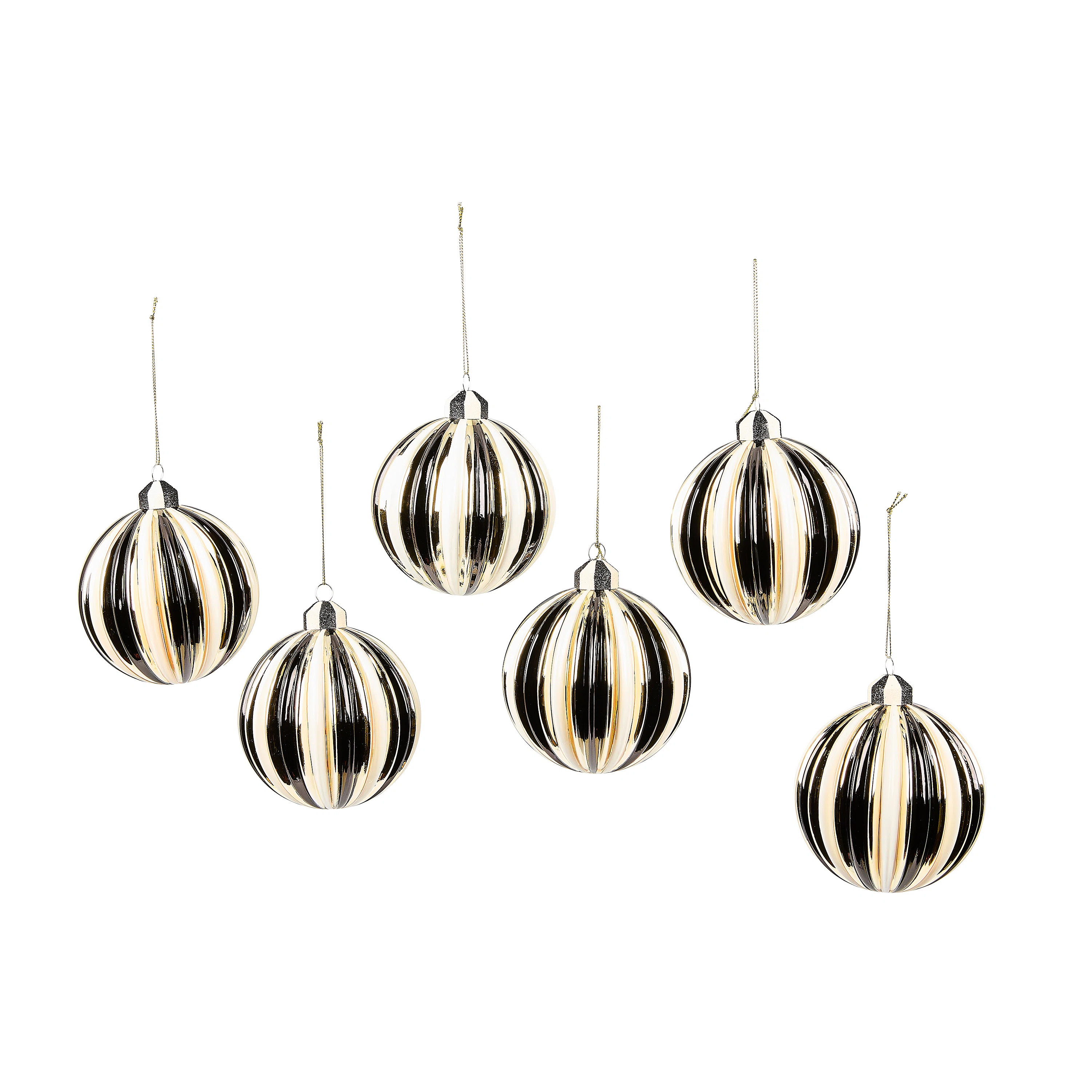 Courtly Noel Stripe Glass Ball Ornaments (Set of 6) | Wayfair North America