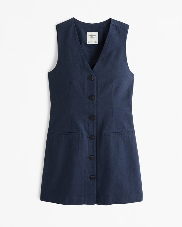 Women's The A&F Mara Linen-Blend Vest Mini Dress | Women's Dresses & Jumpsuits | Abercrombie.com | Abercrombie & Fitch (US)