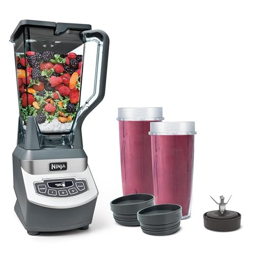 Ninja BL660 Professional Compact Smoothie & Food Processing Blender, 1100-Watts, 3 Functions -for Frozen Drinks, Smoothies, Sauces, & More, 72-oz.* Pitcher, (2) 16-oz. To-Go Cups & Spout Lids, Gray | Amazon (US)