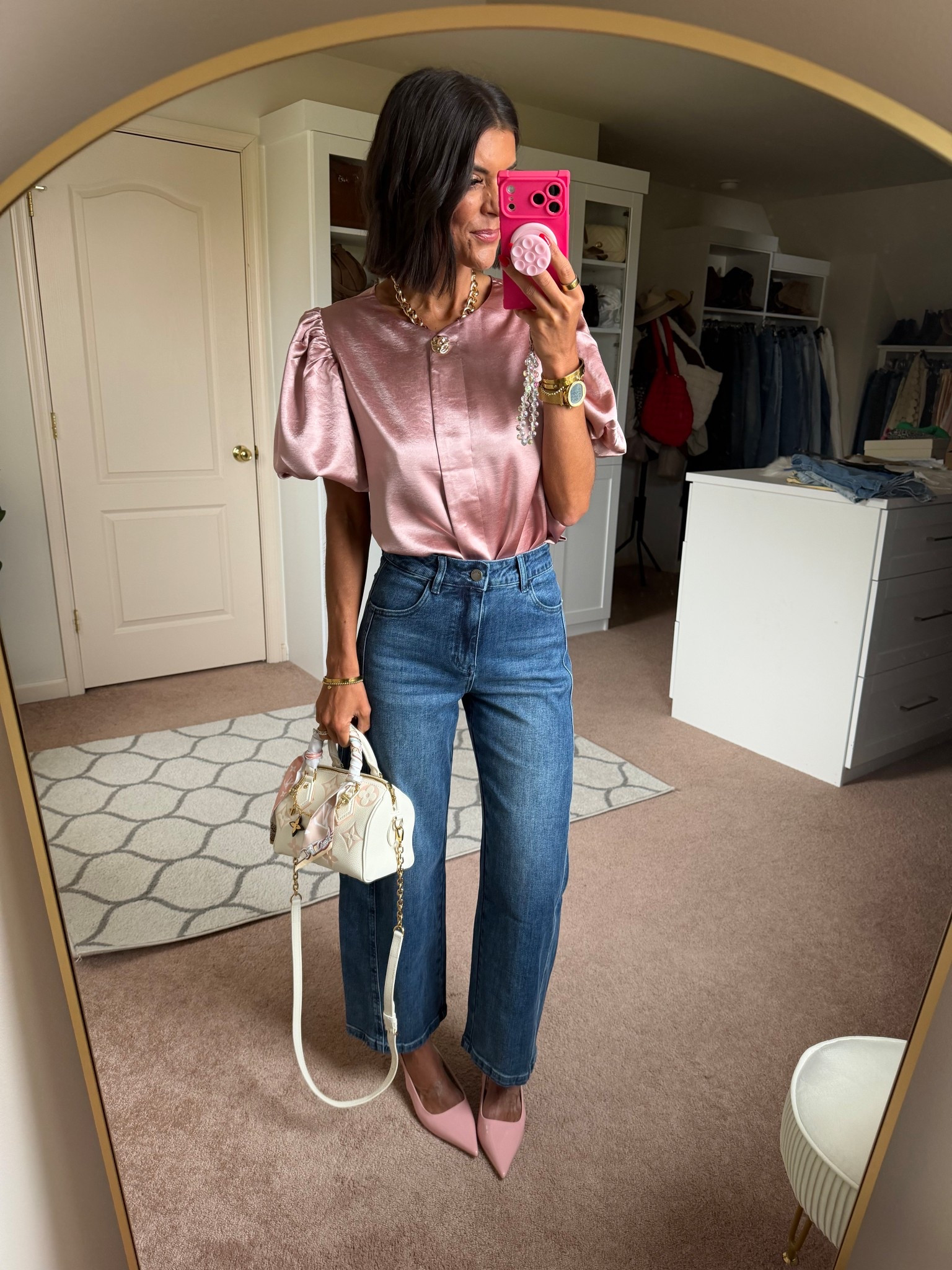 Today’s fit Size small in blouse Size zero in jeans Heels tts

#LTKSeasonal