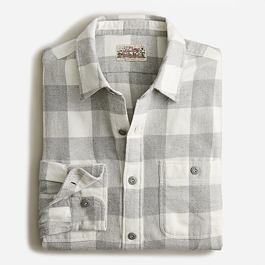 Slim midweight brushed flannel workshirt in regenerative cotton | J.Crew US