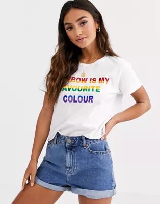 Daisy Street cropped t-shirt with rainbow slogan | ASOS US