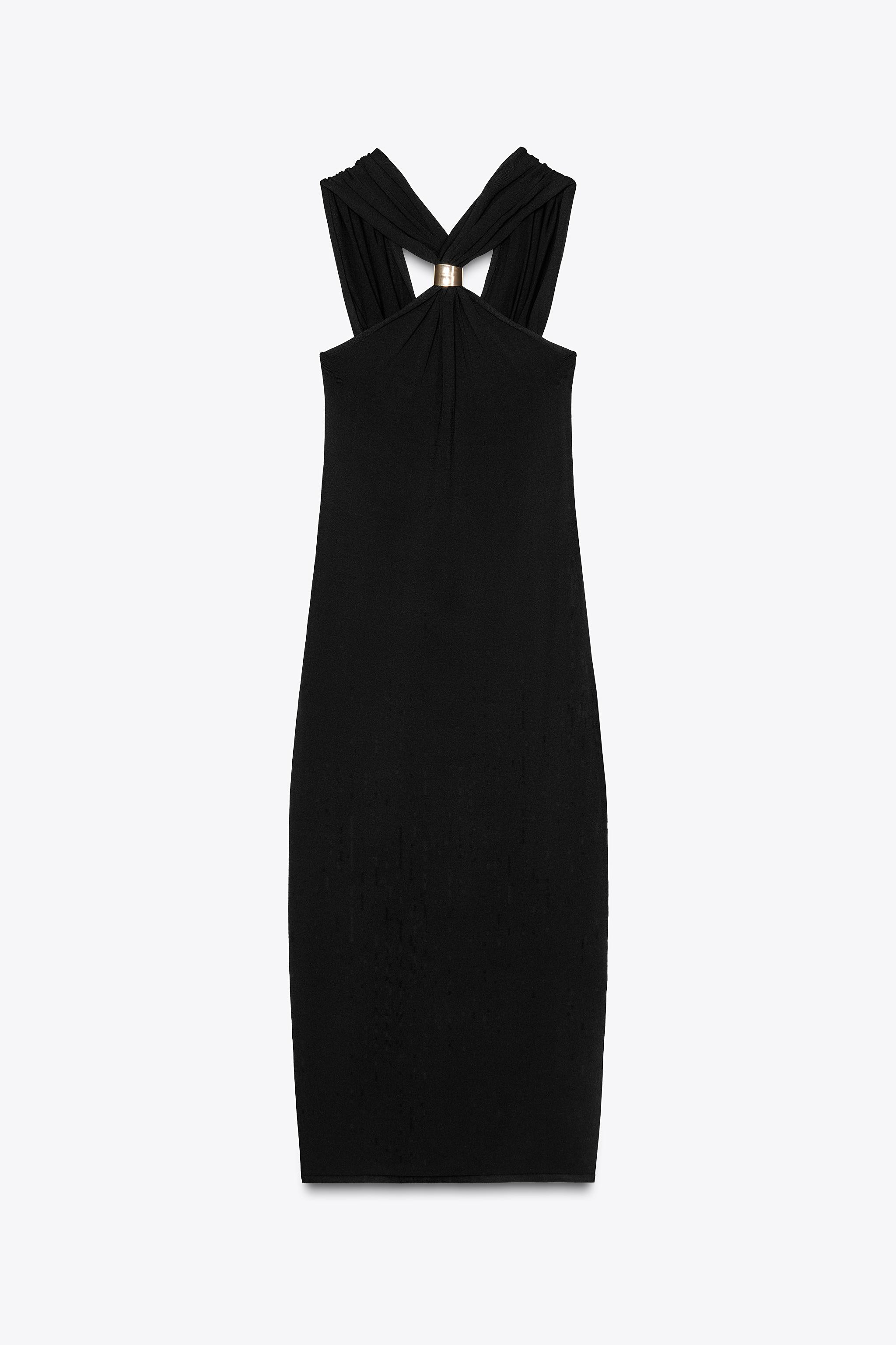 HALTERNECK KNIT DRESS WITH GOLD APPLIQUÉ | Zara UK