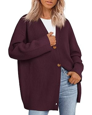 LILLUSORY Women Oversized Cardigan Sweater 2025 Fall Outfits Cloth Fashion V Neck Knit Button Fro... | Amazon (US)