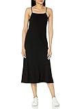 The Drop Women's Leslie Side Slit Strappy Square Neck Loose-fit Rib Knit Midi Dress, Black, XXS | Amazon (US)