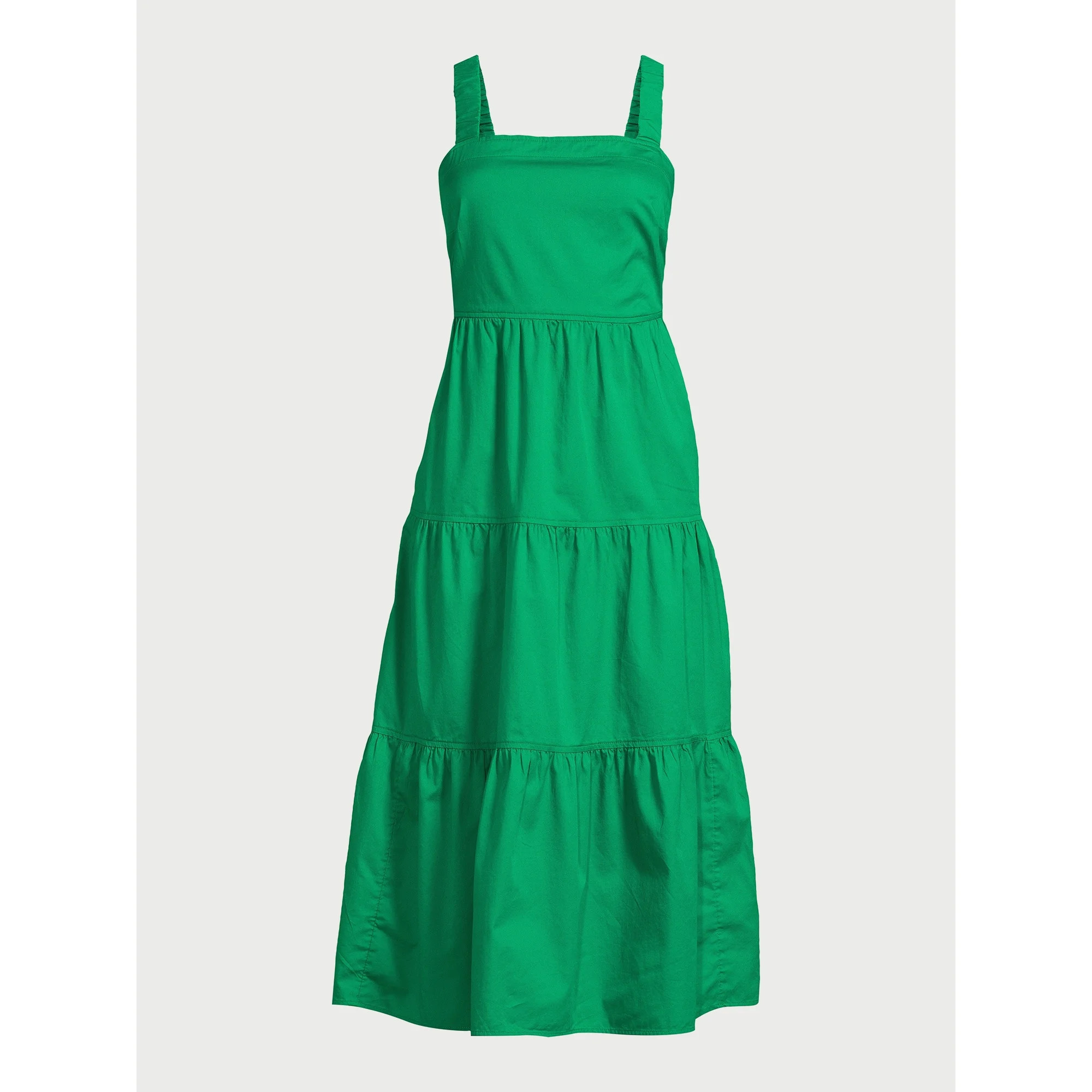 Free Assembly Women’s Cotton Tiered Midi Dress with Pockets, Sizes XS-XXL - Walmart.com | Walmart (US)