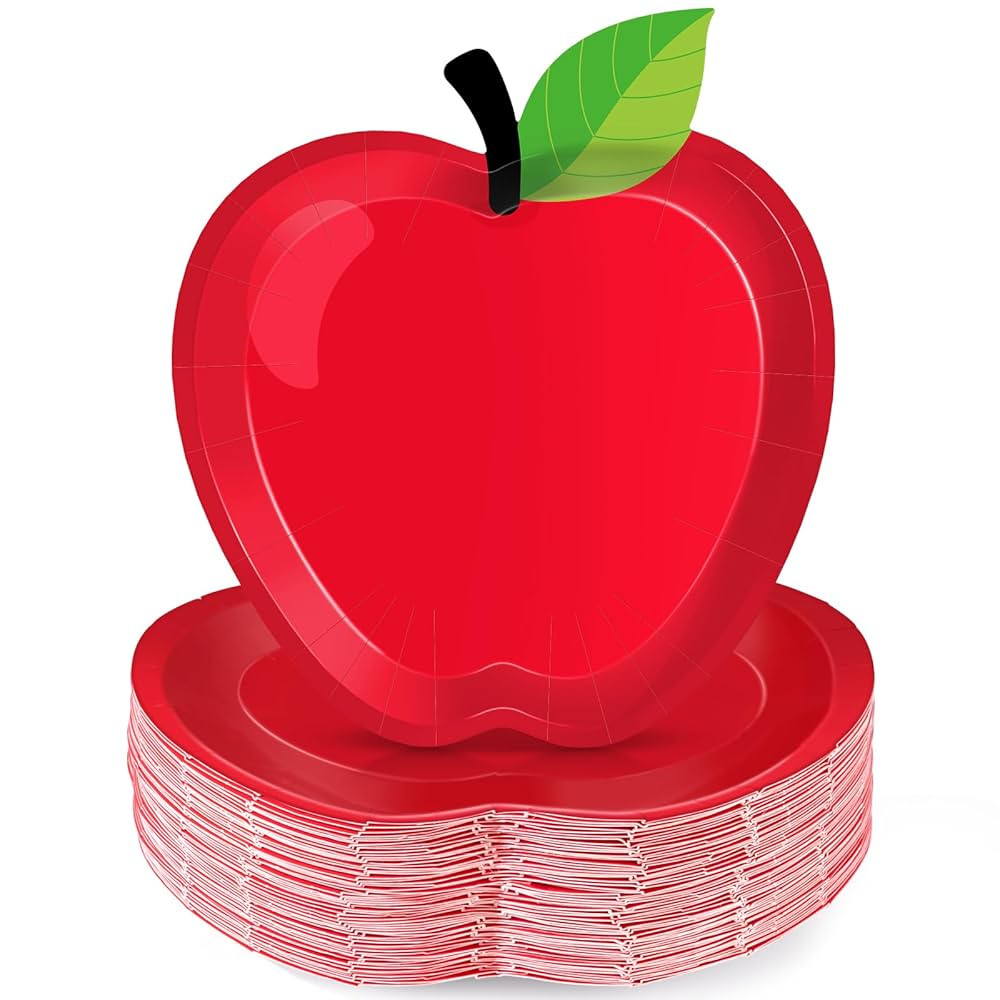 50Pcs Back to School Apple Party Paper Plates, Back to School Paper Plates, Red Apple Shaped Disp... | Amazon (US)
