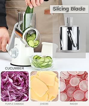 Ourokhome Rotary Cheese Grater Shredder - 3 Drum Blades Manual Speed Round Food Slicer Nut Grinde... | Amazon (US)