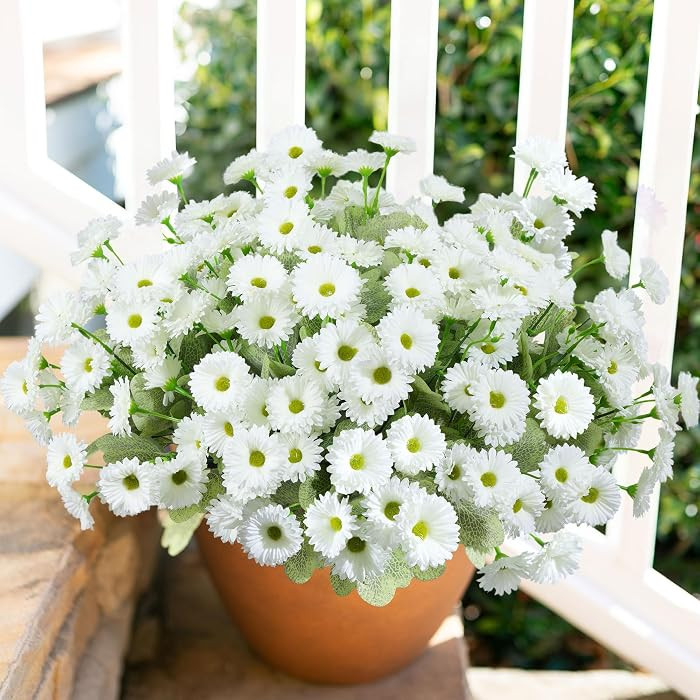 6 Bundles Dahlia Artificial Flowers for Outdoors Decoration, White | Amazon (US)