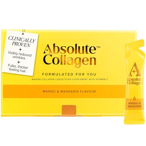 Absolute Collagen Marine Liquid Collagen Supplement for Women | New Mango & Mandarin Flavour, Supports Hair, Nail & Skin Health, 8000mg of Hydrolysed Collagen per Sachet, Vitamin C | 14 Sachets | Amazon (UK)