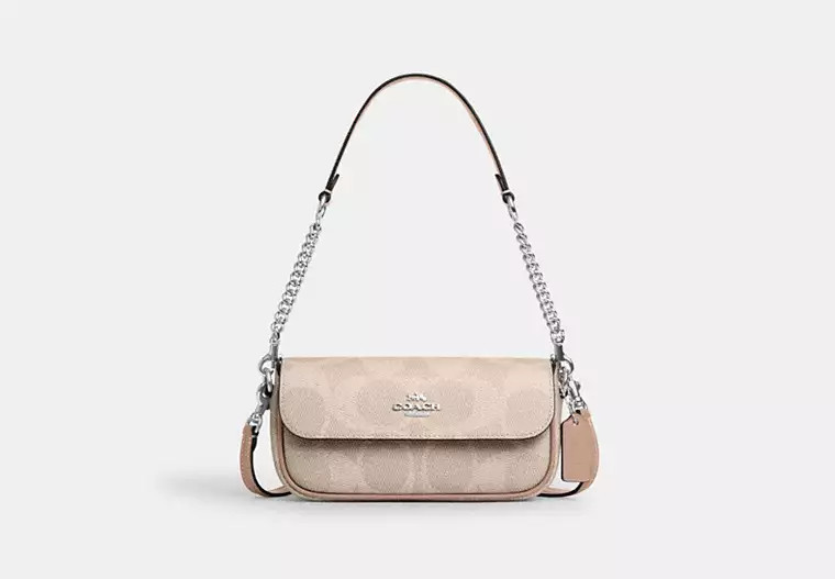 Coach Outlet Hailey Flap Bag In Signature Canvas - Beige | Coach Outlet US