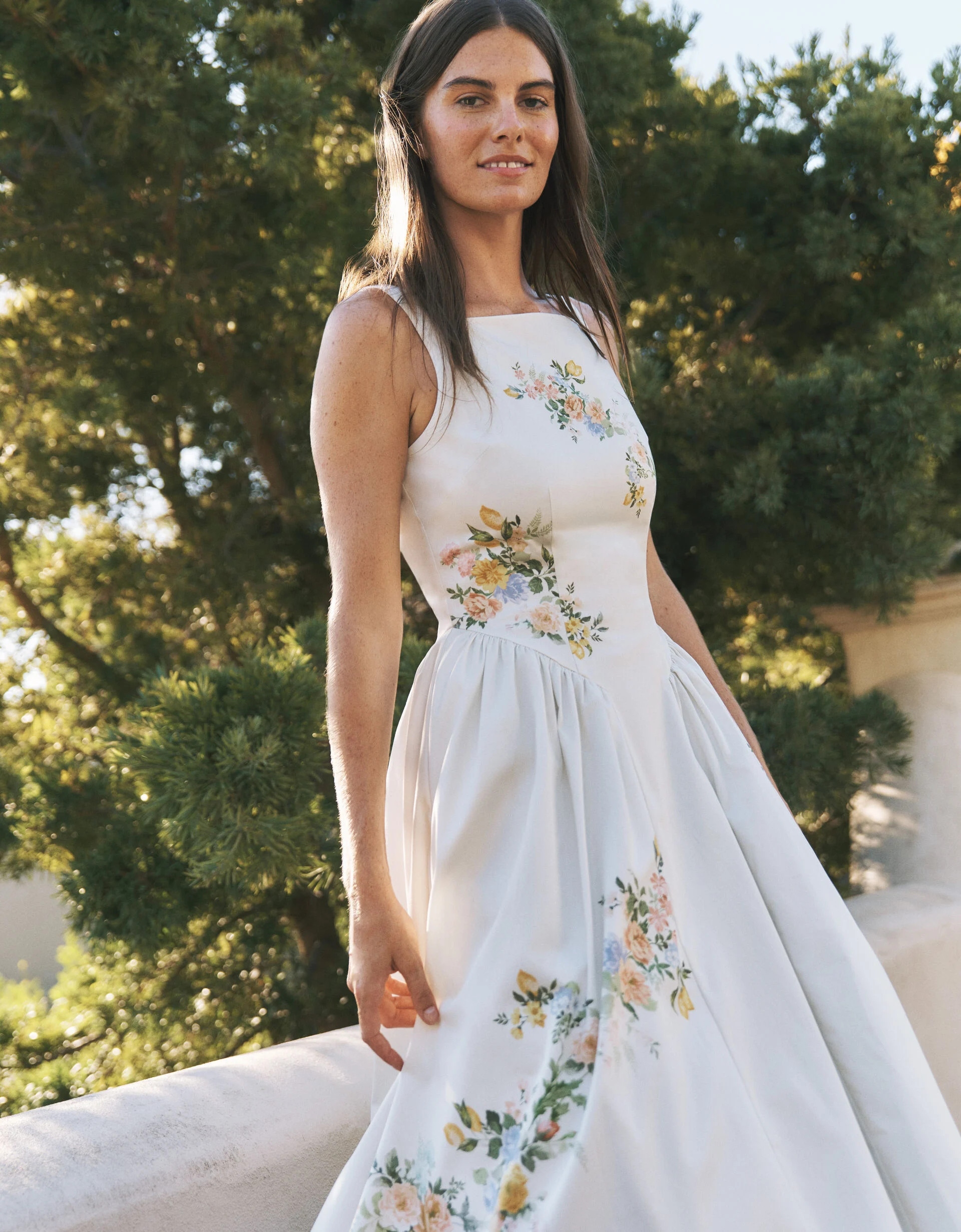 Cindy Floral Print Fit & Flare Midi Dress Ivory | Monsoon (UK)