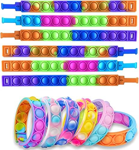 (12pcs)Pop bracelet, Fidget Popper bracelet bag wearable silicone pop watch to help children and ... | Amazon (US)
