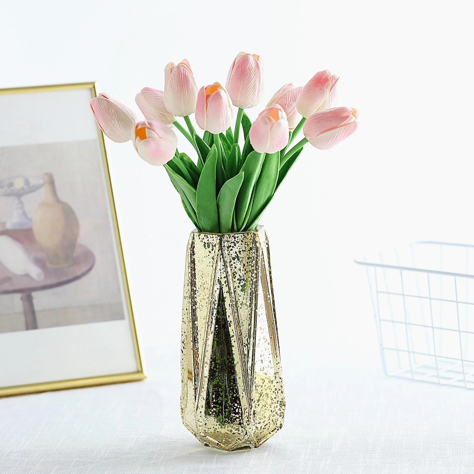 Efavormart ARTI_TULP01_10 Pack | 13" Single Stem Life-Like Tulips Artificial Real Touch Blush Tul... | Walmart (US)