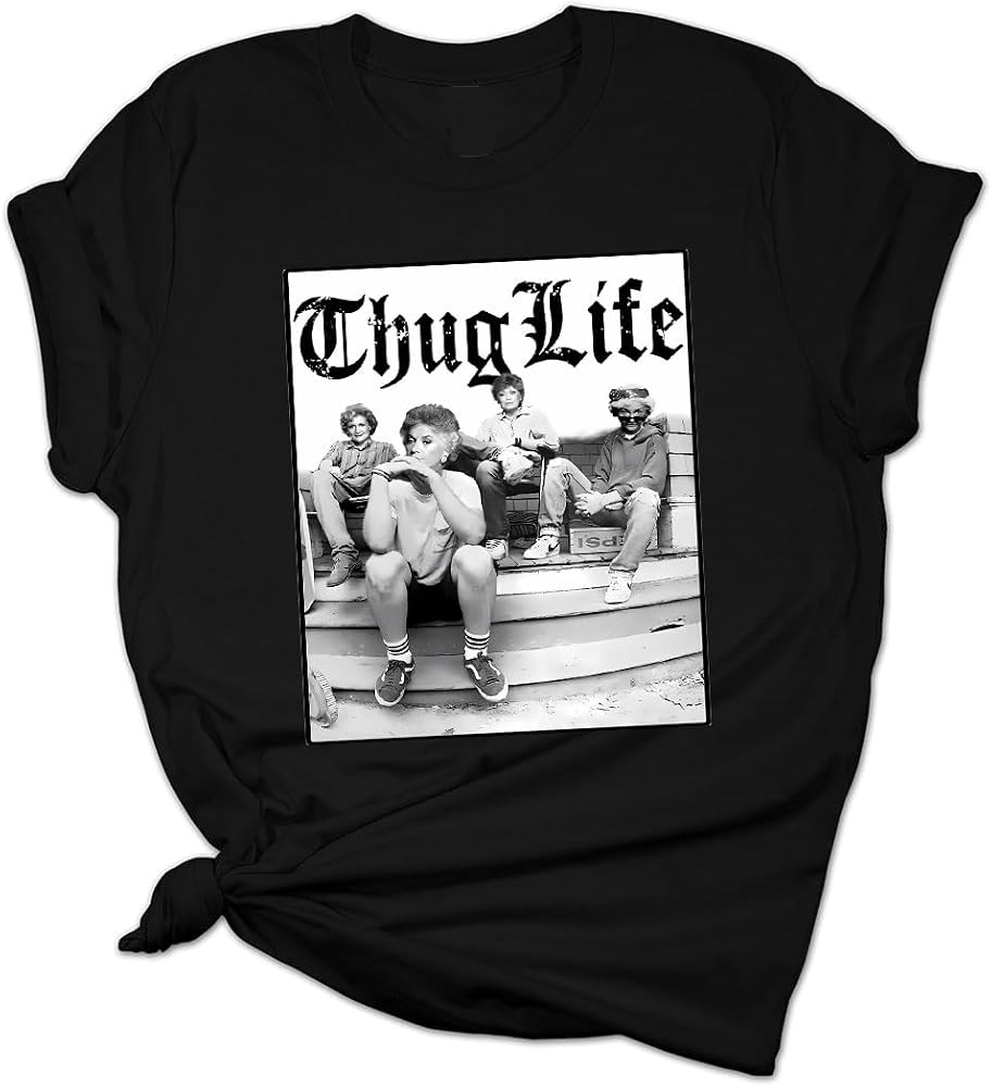 Womens Vintage 80s Casual Crewneck Golden Girls Thug Life Shirt Stay Golden Tshirt Graphic Tee | Amazon (US)