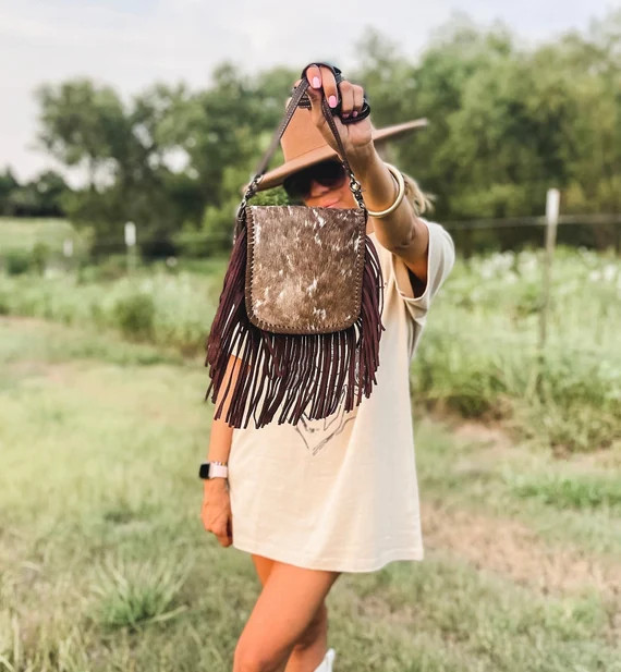 Genuine Hairon Cowhide Western Leather Small Crossbody | Etsy | Etsy (US)