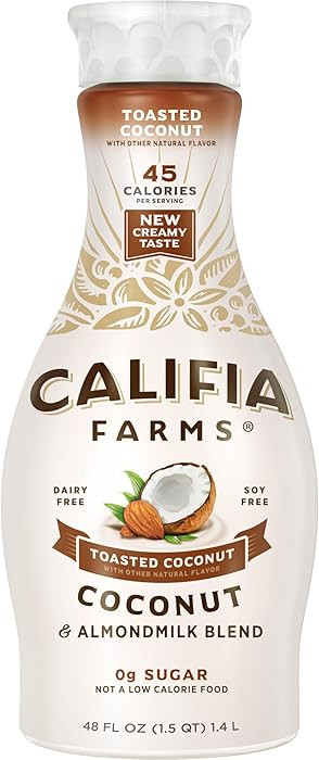 Califia Farms - Toasted Coconut Almond Milk, 48 Oz, Dairy Free, Plant Based, Vegan, Gluten Free, ... | Amazon (US)