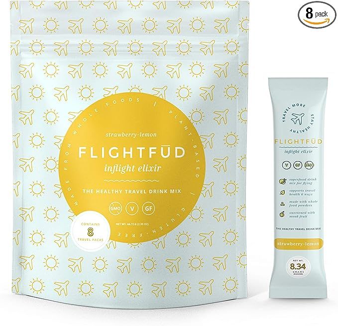 FLIGHTFŪD Inflight Elixir (8 Pack): Jet Lag Prevention & Electrolyte Hydration Superfood Drink M... | Amazon (US)