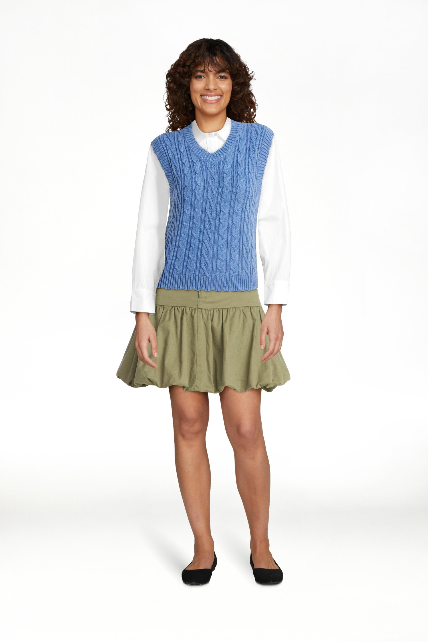 Free Assembly Women's Scalloped Cable Knit Cotton Vest, Sizes XS-XXL | Walmart (US)