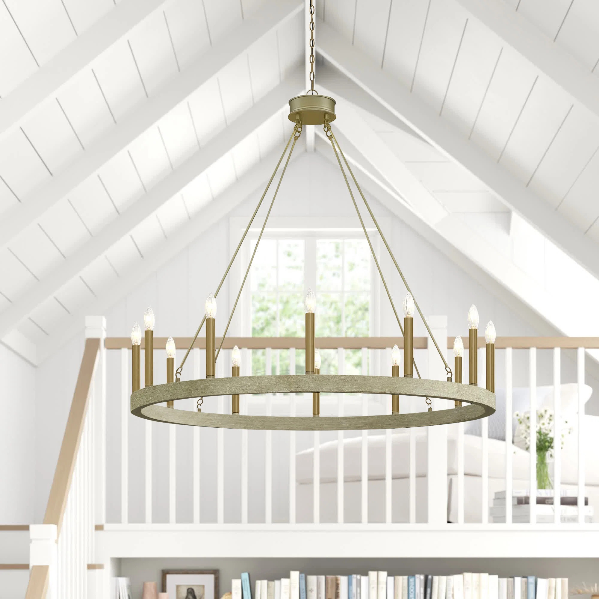 Madalyn 12 - Light Candle Style Wagon Wheel Chandelier | Wayfair North America