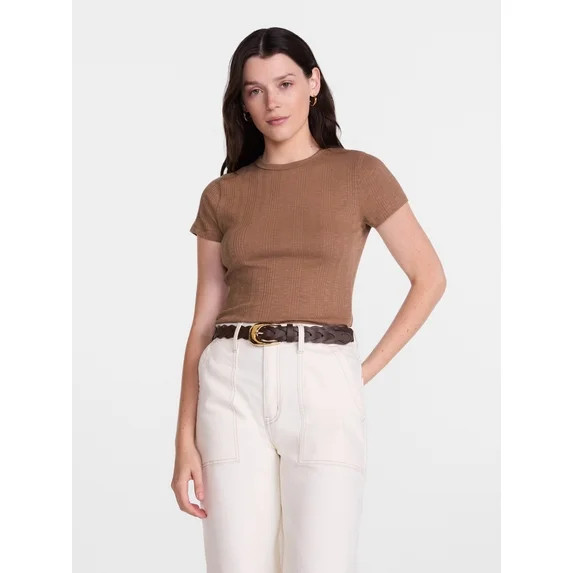 Scenario Women's Variegated Rib Tee with Short Sleeves, Sizes XS-XXXL | Walmart (US)