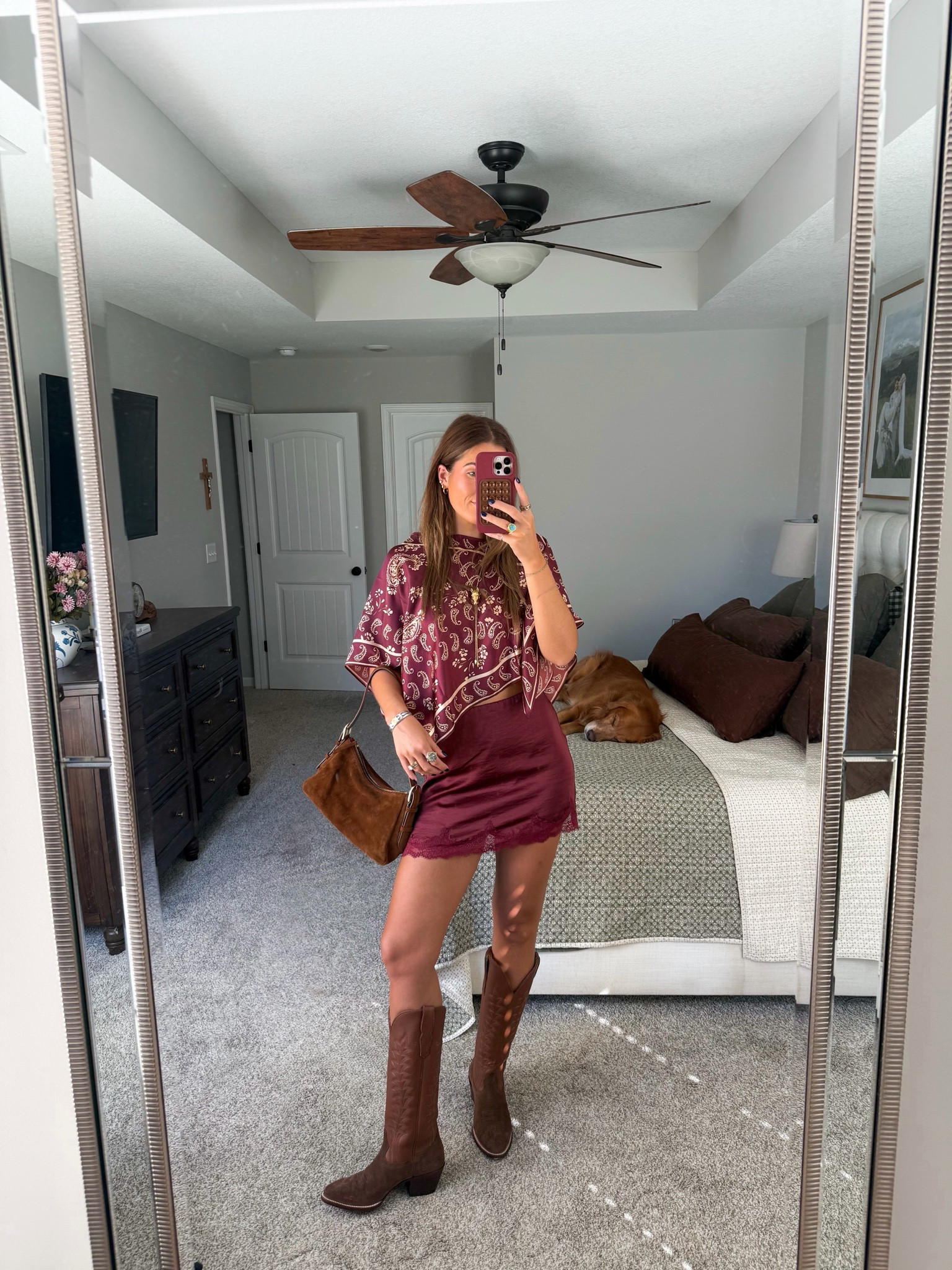 skirt is from abercrombie but color sold out, i linked similar! everything else is exact & in stock :) 

cowboy boots, western country concert outfit inspo, fall fashion